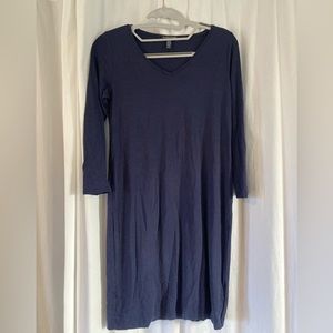 V-neck Jersey Eileen Fisher Dress, petite small, Navy